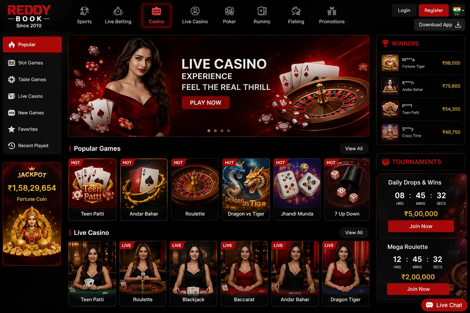 Reddybook Live Casino