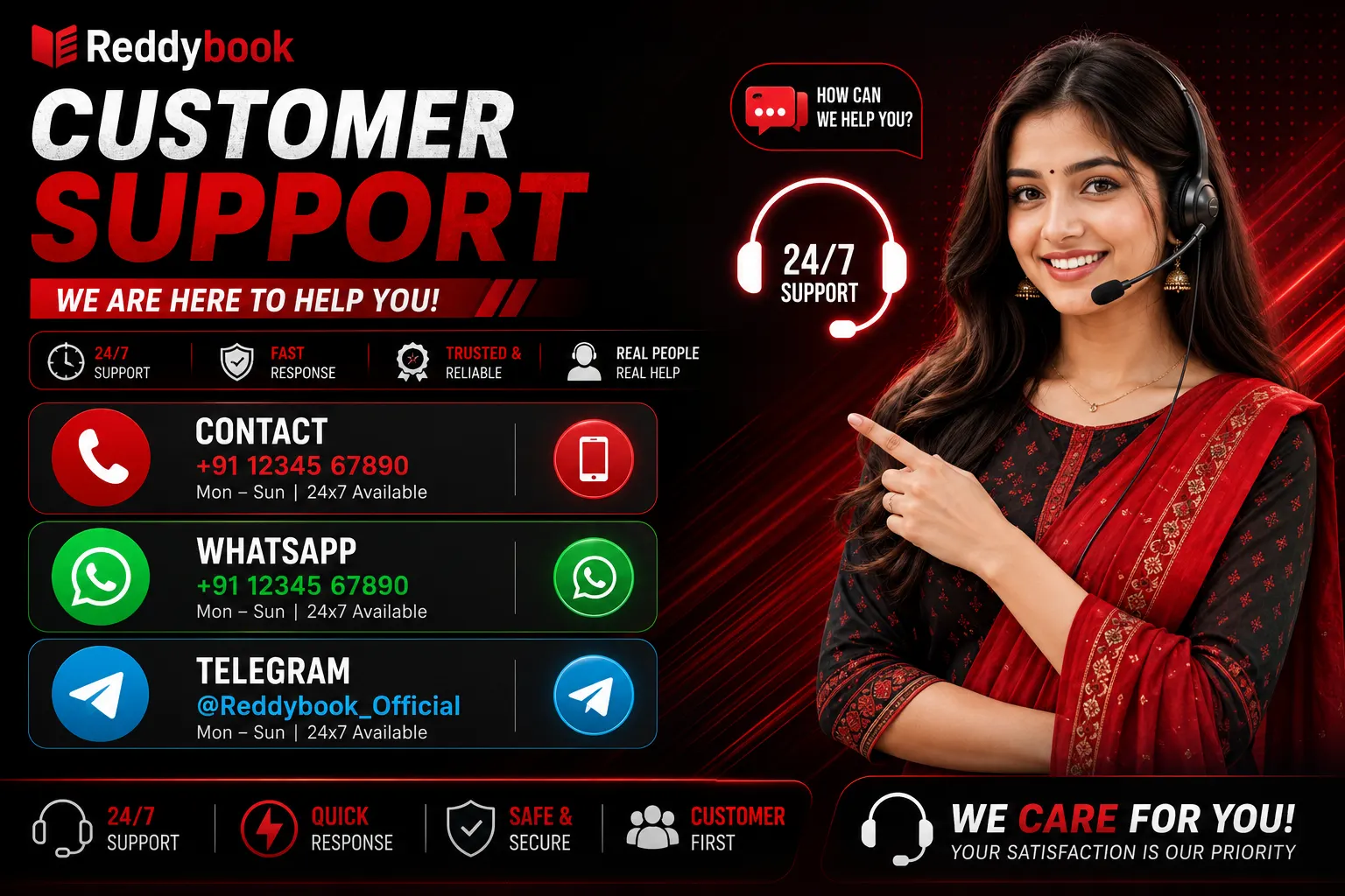 Reddybook Customer Support 24/7